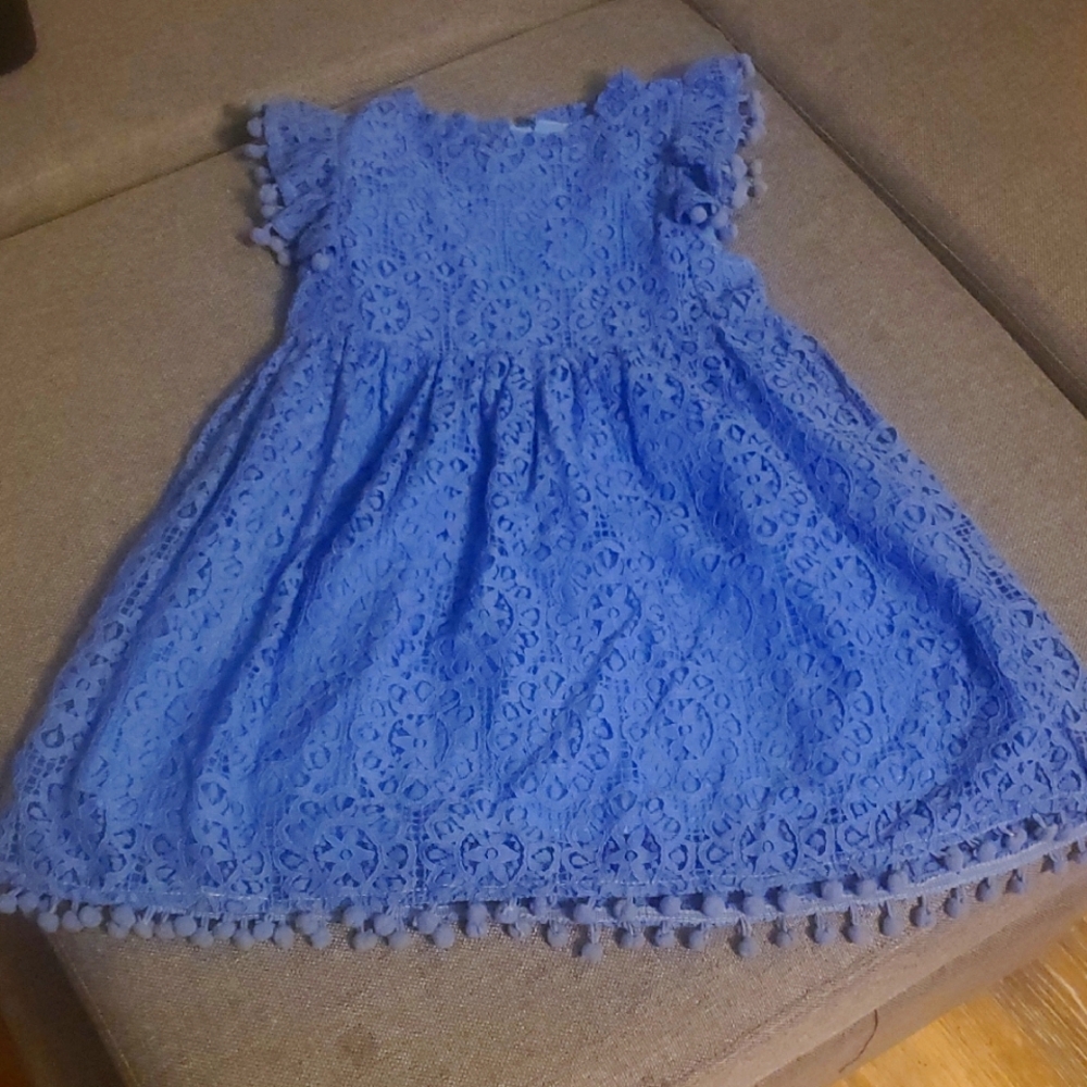 4t girl blue lacey dress, like new